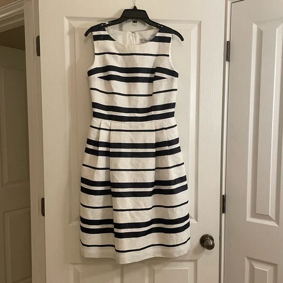 CARMEN MARC VALVO Point Of Sail Dress in Blue And White Stripe - Picture 3 of 15